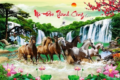 Tranh dán tường bát mã T321-004